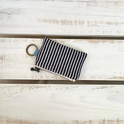 ミニコインケース(ヒッコリーデニムとはりねずみアップリケ） 3枚目の画像