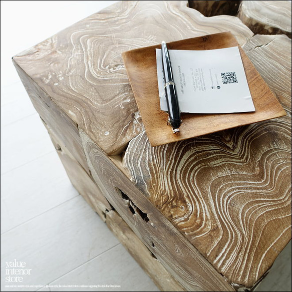 無垢 チークブロックスツールNW33 椅子 イス ベンチ チェア ナチュラル 手作り家具 チェア 銘木 無垢材家具 5枚目の画像