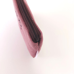 ネコねずみ刺しゅう バイオウォッシュ加工ミニポーチ パスケース 印鑑ケース かわいいプレゼント*パープル系のピンク 11枚目の画像