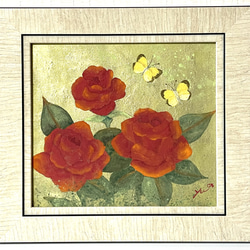 日本画【薔薇&蝶々】 1枚目の画像