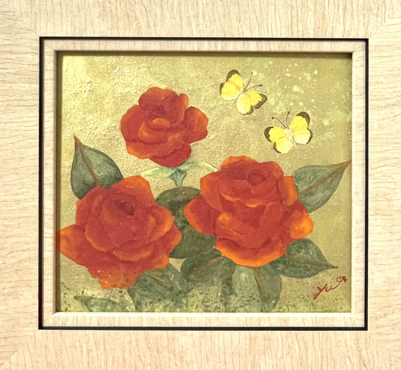 日本画【薔薇&蝶々】 3枚目の画像