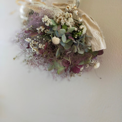 紫陽花とスモークツリーのドライフラワーくすみグラデーションスワッグ（受注製作） 4枚目の画像