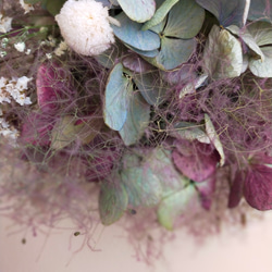 紫陽花とスモークツリーのドライフラワーくすみグラデーションスワッグ（受注製作） 9枚目の画像