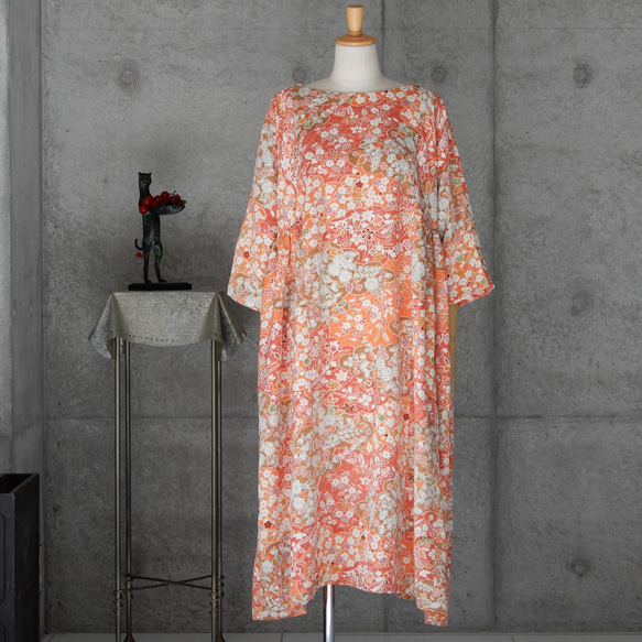 着物リメイク　辻ヶ花　チュニックワンピース   フリーサイズ  kimono 3枚目の画像