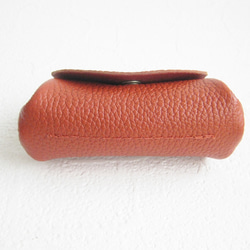 手のひらサイズのアコーディオンポーチ　赤レンガ色　小物 コインケース 3枚目の画像