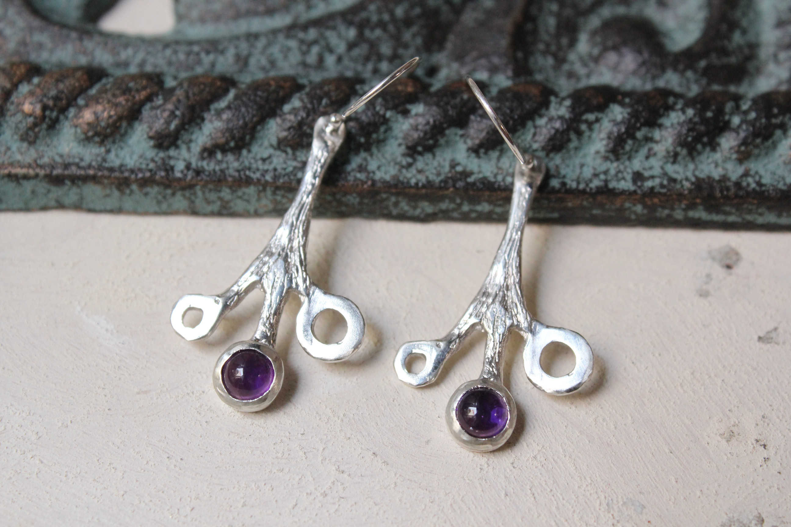 小枝ピアス（アメジスト）　azur/silver