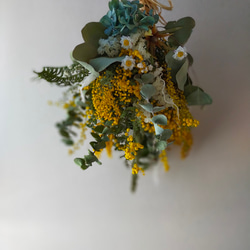 春色ミモザとユーカリと紫陽花のドライフラワースワッグ（受注製作） 5枚目の画像