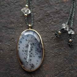 dendritic agate brass necklace (hatsuyuki) 3枚目の画像