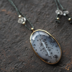 dendritic agate brass necklace (hatsuyuki) 2枚目の画像