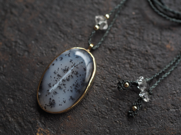 dendritic agate brass necklace (hatsuyuki) 4枚目の画像