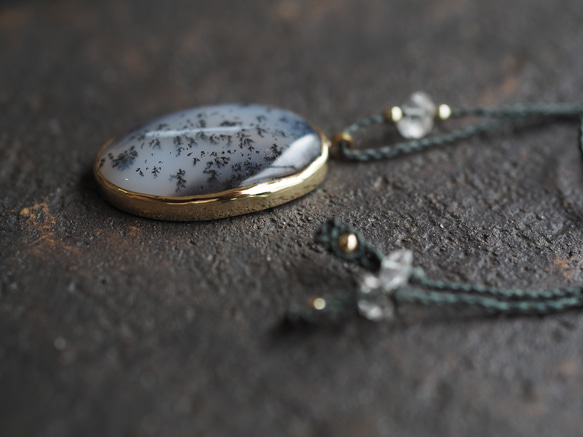 dendritic agate brass necklace (hatsuyuki) 10枚目の画像