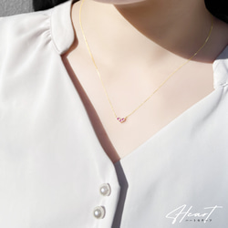十月生日石粉紅碧璽 K10 黃金心形圖案項鍊 Miwa Hoseki 第6張的照片