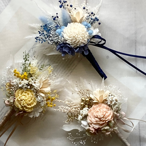 コサージュ 〜ピーチ・イエロー・ブルー〜 入学式/卒業式 ドライ