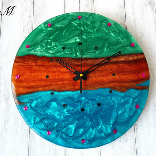 海レジン　時計　掛け時計 楽天市場】Leaf Edgez Ocean Resin art（オーシャンレジンアート