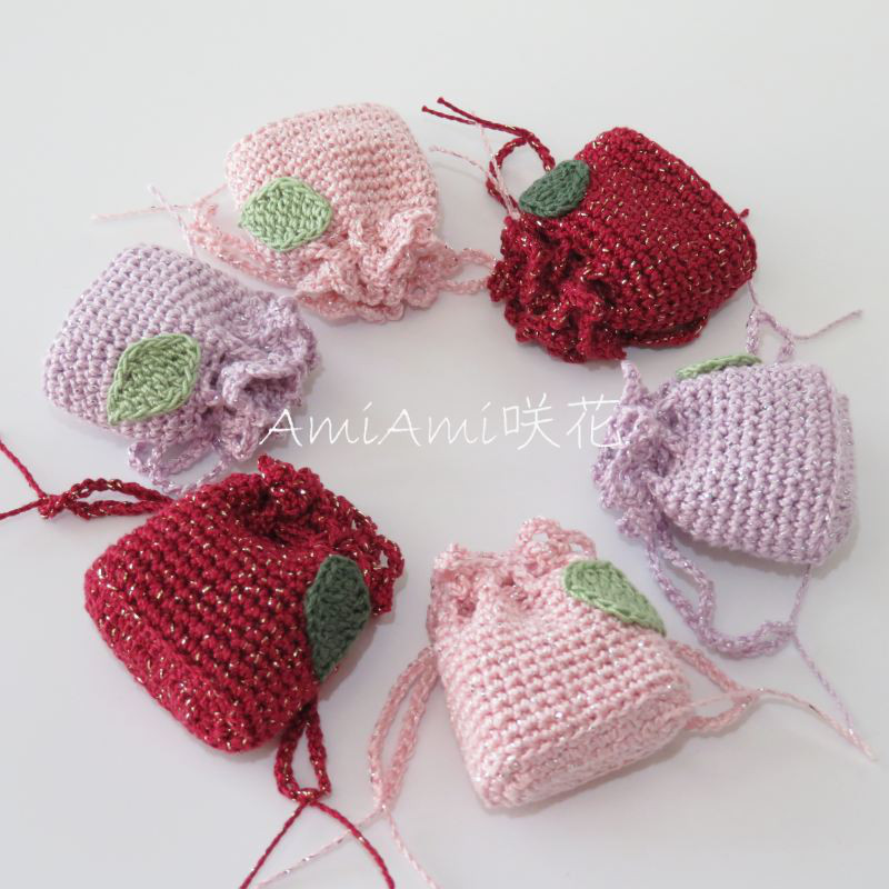 ハンドメイド ミニ巾着 花柄 レース （ハンドメイド**花柄刺繍