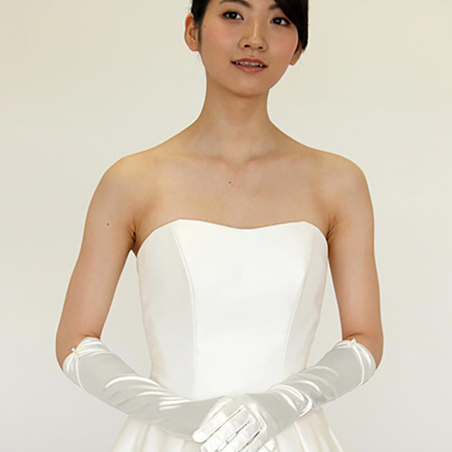 ウエディンググローブ ロンググローブ リボン風 パール＆スワロ付き 