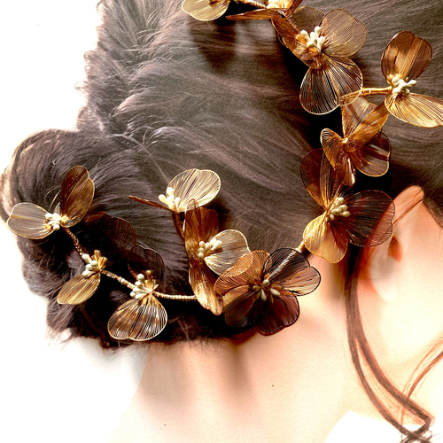 メタルゴールド ヘアバンド 花嫁ヘア 振袖 袴髪飾り ヘアバンド