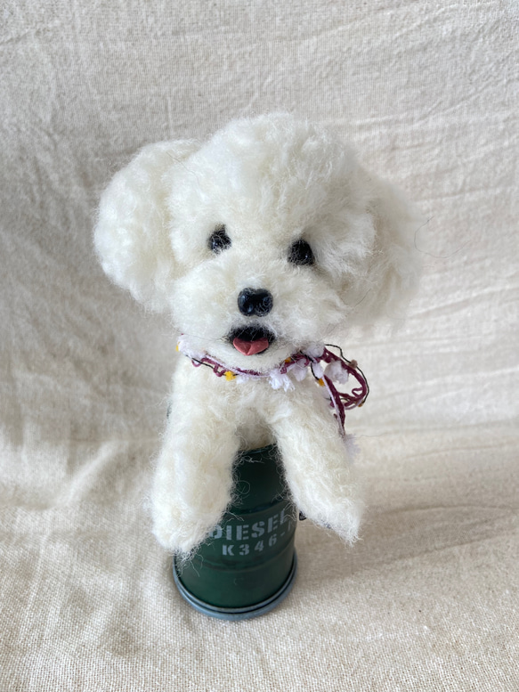 トイプードル　白　羊毛　羊毛フェルト　羊毛犬　プレゼント 1枚目の画像
