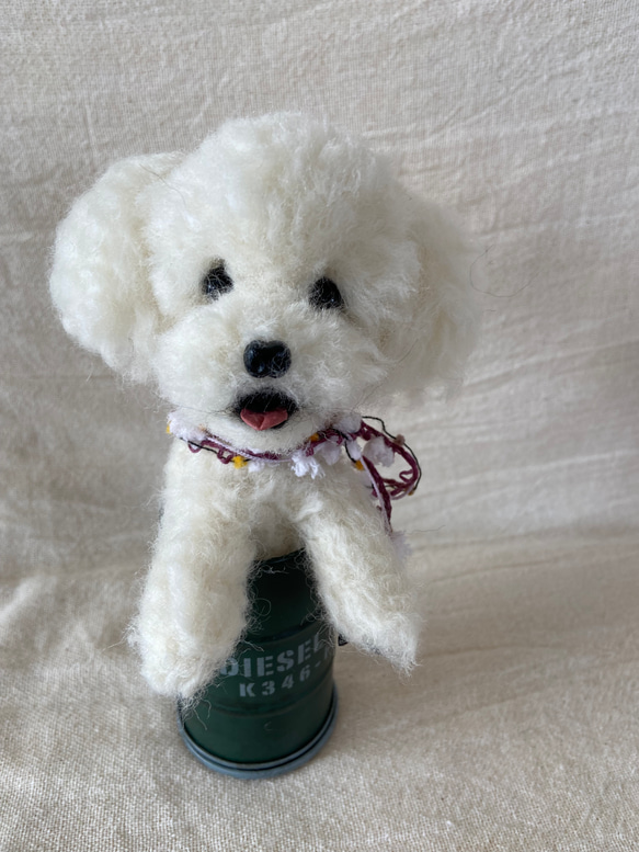 トイプードル　白　羊毛　羊毛フェルト　羊毛犬　プレゼント 5枚目の画像
