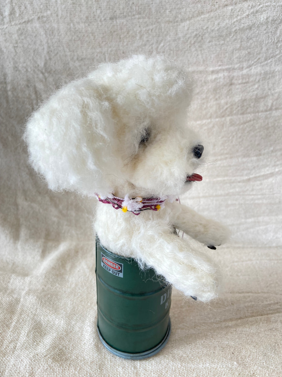 トイプードル　白　羊毛　羊毛フェルト　羊毛犬　プレゼント 2枚目の画像