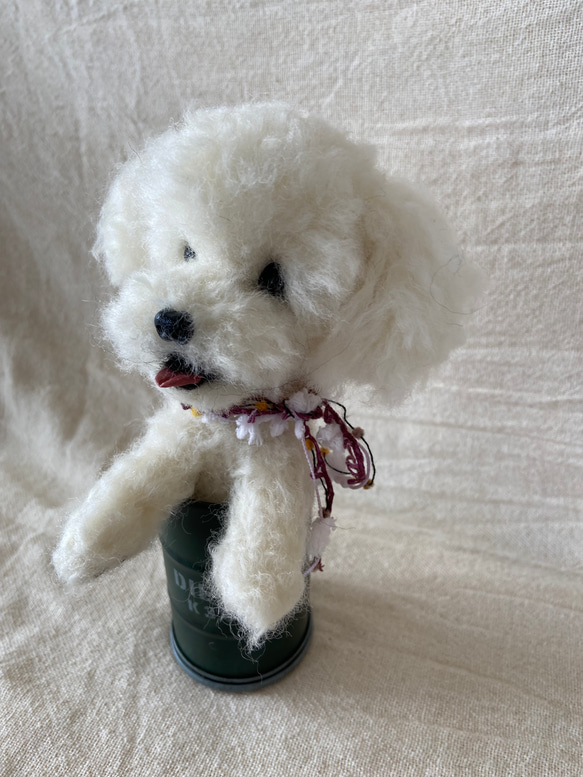 トイプードル　白　羊毛　羊毛フェルト　羊毛犬　プレゼント 6枚目の画像