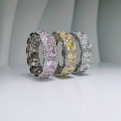 スクエア ヘイローリング イエロー 高炭素ダイヤモンド キラキラ ゴージャス ラグジュアリー 指輪 シンプル 黄色 4枚目の画像