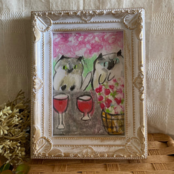 絵画。原画【シャム猫は週末にきれいで暖かい部屋を配置してから