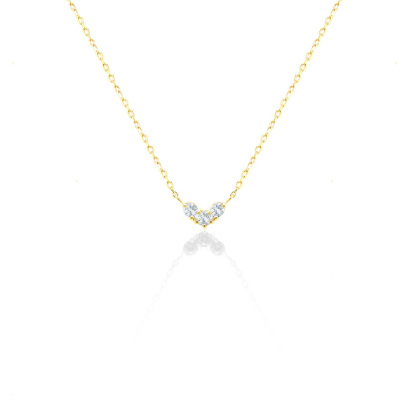 ★1 件庫存★ 三月生日石海藍寶石 K10 黃金心形圖案項鍊 Miwa Jewelry 第2張的照片