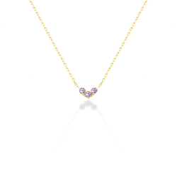 二月誕生石紫水晶 K10 黃金心形圖案項鍊 Miwa Jewel 第2張的照片