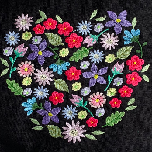 再販 花ハート刺繍のトートバッグ トートバッグ AZmama 通販