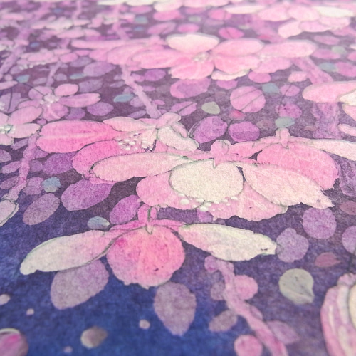 超美品！原画　最高級プラチナ箔を押したピンクと紫の薔薇　箔押し　アクリル画　絵画 水彩画/原画】スピカの夜桜 タペストリー・壁掛け てじまともこ 通販