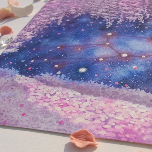 水彩画/原画】スピカの夜桜 タペストリー・壁掛け てじまともこ 通販