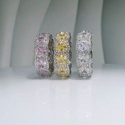 スクエア ヘイローリング ホワイト 高炭素ダイヤモンド キラキラ ゴージャス ラグジュアリー 指輪 シンプル 白 4枚目の画像