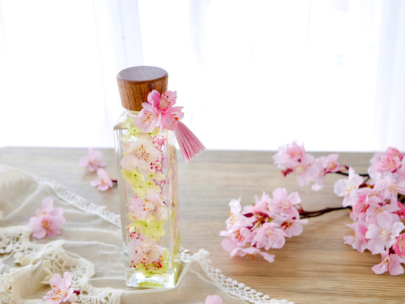 桜のハーバリウム（角瓶） 2枚目の画像