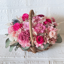 母の日 春色ピンク プリザーブドフラワー フラワーバスケット フラワー