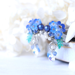 Nemophila Shararin*bijou 耳環/耳環，鮮花，藍色，春天，禮物 第1張的照片