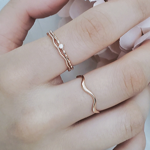 華奢ピンクゴールド3点セット.重ね付けリング、サイズ選べる♡SV925