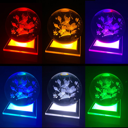 クリスタルボールランプ 70mm 水晶玉 LEDライト 桜の花 NK37957+32SL