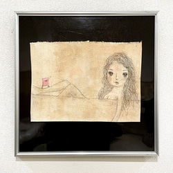 ヴィクトリアン、シルクに手描きペイント ロココ貴婦人 絵画