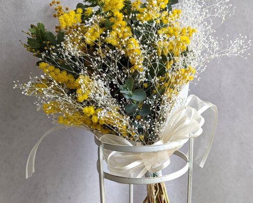 ✲* 幸せの花♥ミモザのロングナチュラルスワッグ °✲* ドライ