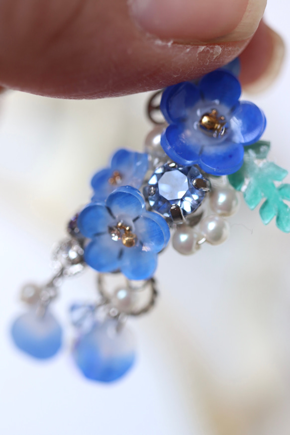 Nemophila Sharin*bijou 耳夾（雙耳）花、禮物、藍色、日式服裝、日式服裝 第13張的照片