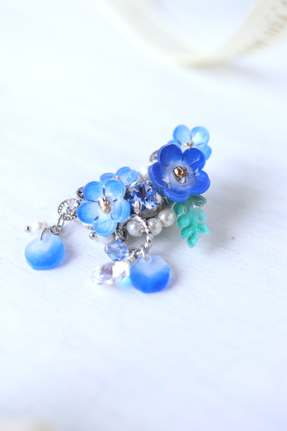 Nemophila Sharin*bijou 耳夾（雙耳）花、禮物、藍色、日式服裝、日式服裝 第11張的照片