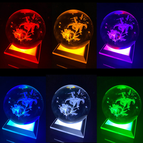 クリスタルボールランプ 70mm 水晶玉 LEDライト 百合の花 NK37958+32SL 