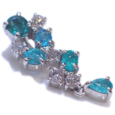 Pt マルチカラー パライバトルマリン 0.295ct&ダイヤモンド  オリジナル デザイン ペンダントトップ