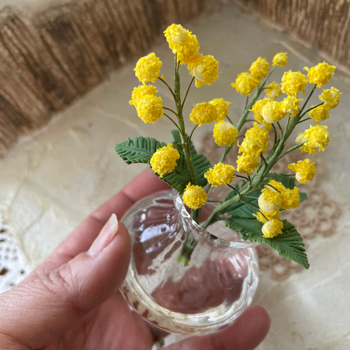 sale!【粘土のお花】ミモザ マジカルウォーター アレンジ 枯れないお花