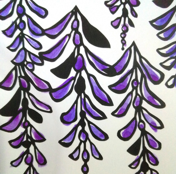 【切り絵】原画　A5サイズ　 Wisteria flowers3 2枚目の画像