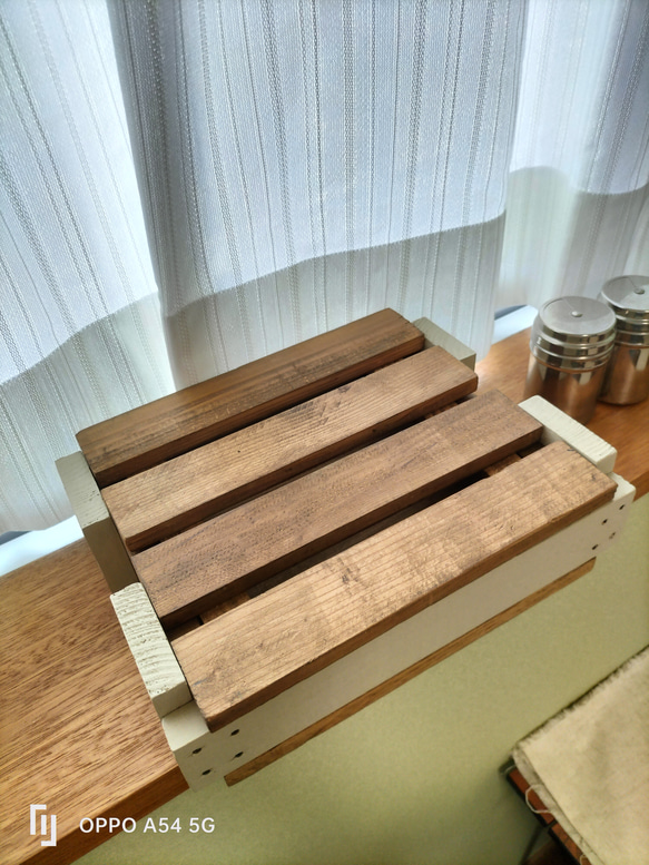 蓋付き木箱　ヘンプベージュ×ライトブラウン 4枚目の画像