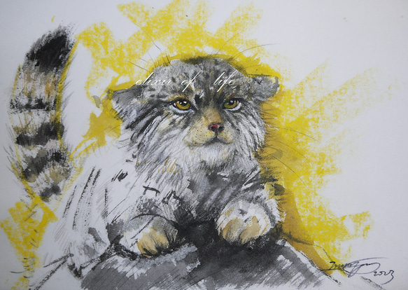 原画 墨絵 三毛猫 #44 Amazon.co.jp: 水墨画（墨彩）三毛猫 ねこ 色紙 直筆 肉筆