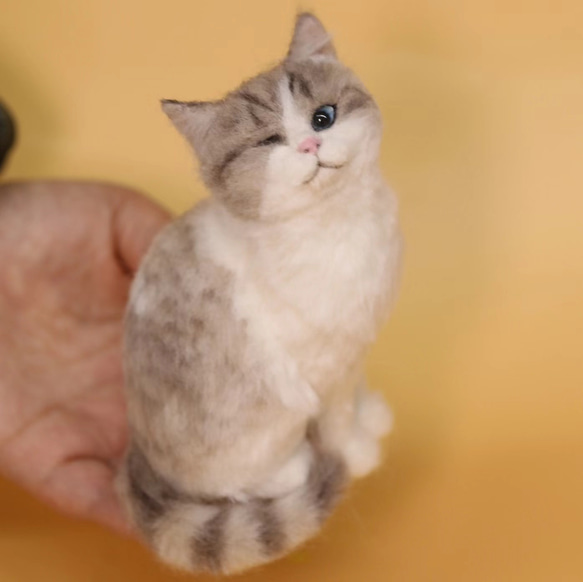 【オーダーメイドペット】羊毛フェルト、うちの子　猫ぬいぐるみ、フェルト猫、羊毛猫、肖像画、犬猫人形 プレゼントやギフトに 100% 模様
