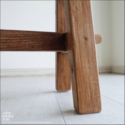 オールドチーク無垢材ベンチ UF18 長椅子 古材家具 一枚板 総無垢 ナチュラル 椅子 イス チェア シンプル 4枚目の画像